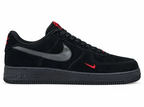 Nike Air Force 1 (Custom) — Black Suede - Red