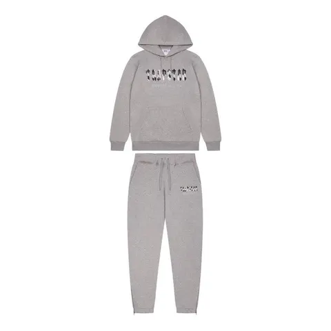 Trapstar Chenille Camo Decoded Hooded Anniversary Tracksuit — Grey