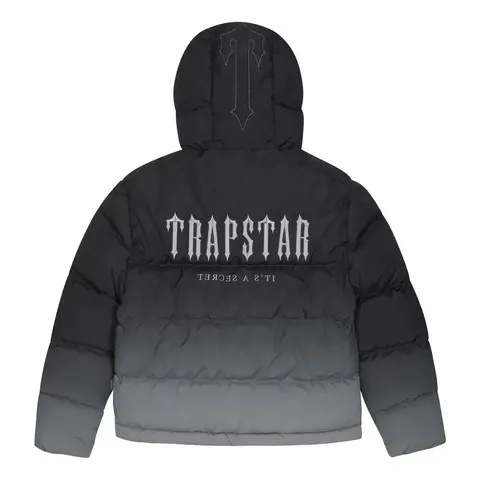 Trapstar Decoded Hooded Puffer Jacket 2.0 — Black Gradient